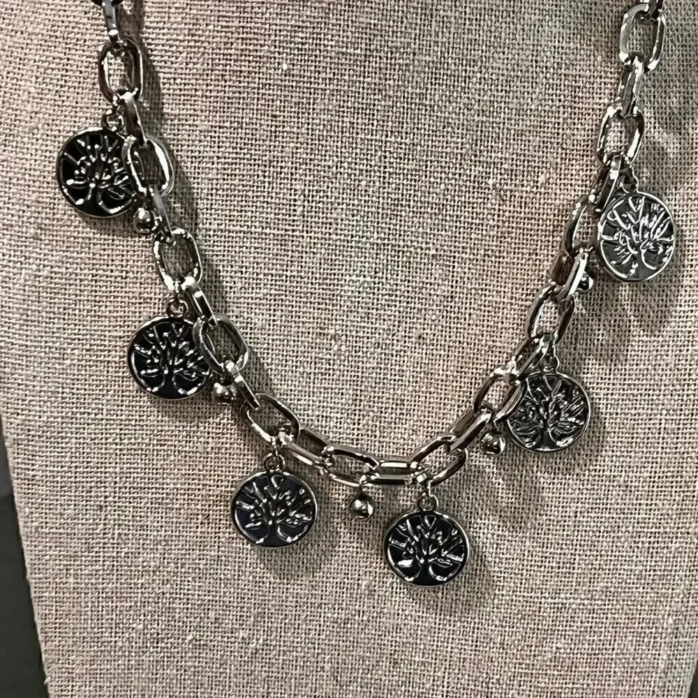 NWT Charter Club Rhodium Silver Charm Necklace #J3